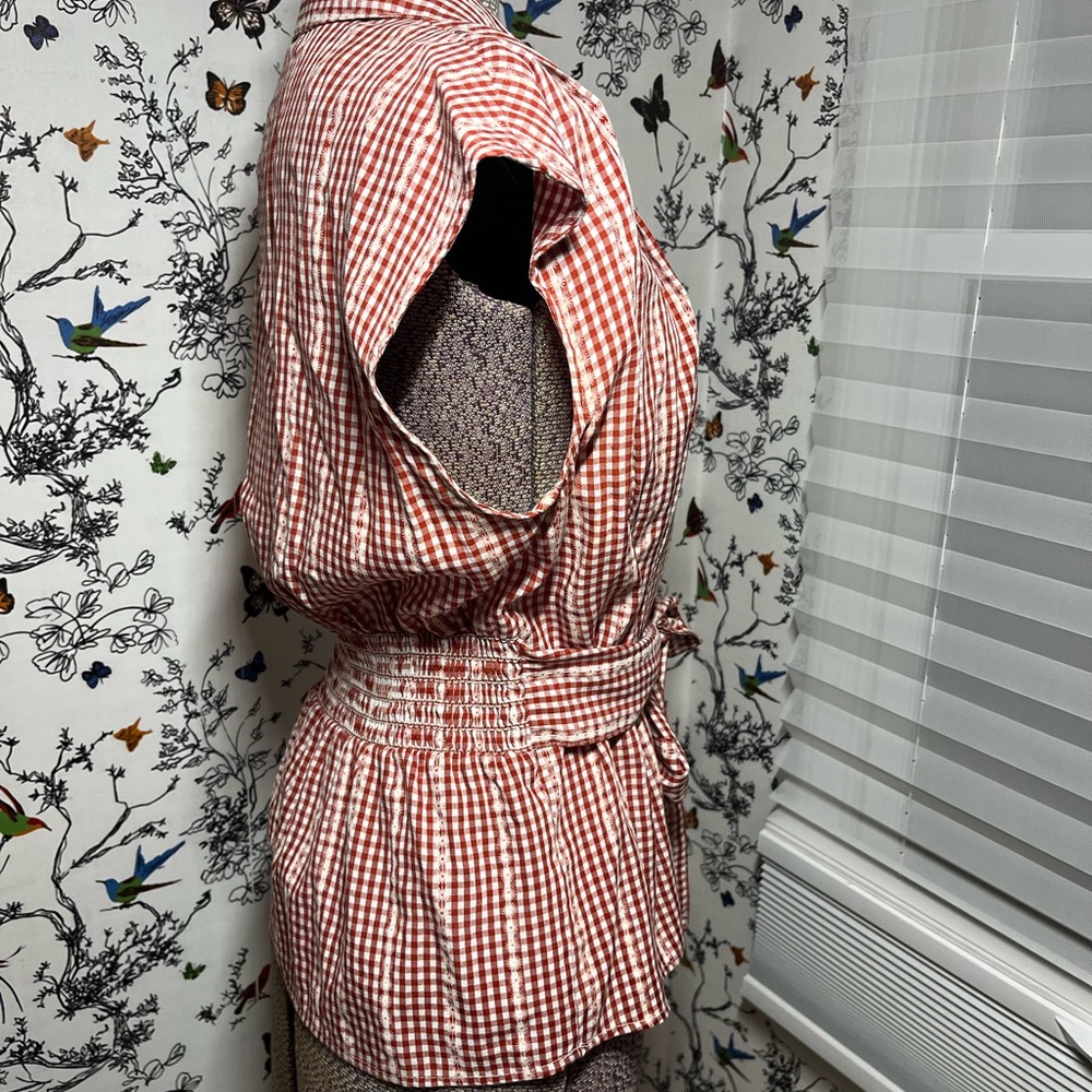 Max Studio Red Gingham Blouse